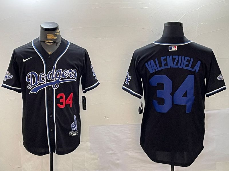Men Los Angeles Dodgers 34 Valenzuela Black Game 2024 Nike MLB Jersey style 12022